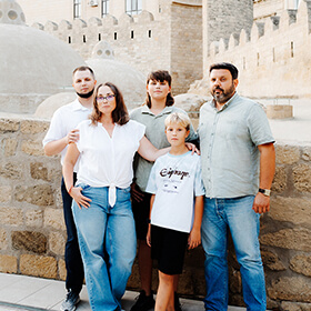 Family portrait in Icherisheher Old Town, Baku, Azerbaijan